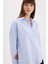 Oversize Geniş Kalıp Çizgili Oxford Uzun Kollu Gömlek D4512AX25SP 5