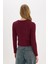 Regular Fit Bisiklet Yaka Bağlamalı Basic Düz Triko Bordo Hırka E6914AX25SP 7