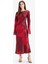 Bisiklet Yaka Batik Saten Uzun Kollu Maxi Abiye Elbise E7451AX25SP 5