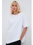 %100 Organik Pamuklu Oversize Basic Beyaz Kadın T-Shirt 1