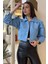 Kadın Çift Cepli Çıtçıtlı Crop Top Suni Deri Ceket 2