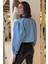 Kadın Çift Cepli Çıtçıtlı Crop Top Suni Deri Ceket 4