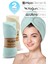 2li Set Mikrofiber Saç Havlusu Plaj Deniz Havuz Bonesi Banyo Saç Kurutma Baş Havlusu Krem-Turkuaz 1