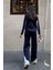 Kol ve Paçada Şerit Tasarım Oversize Beden Kazak Pantalon Ikili Triko Takım 034 3