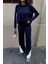 Kol ve Paçada Şerit Tasarım Oversize Beden Kazak Pantalon Ikili Triko Takım 034 5