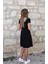 Kadın Yaka ve Etek Ucu Biyeli Kısa Elbise 3