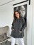 Egzotik Asortik Kadın Yanı Yırtmaçlı Yıkamalı Kapüşonlu Uzun Sweatshirt 1