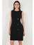 Standart Fit Kemerli Bisiklet Yaka Mini Elbise Kadın Elbise 611EL1964 5