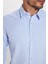 Modern Slim Fit Uzun Kollu Pamuklu Kolay Ütü Armürlü Erkek Mavi Gömlek 4