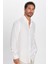 Slim Fit Uzun Kollu Dar Kesim Dökümlü Viskon Şık Erkek Beyaz Gömlek 2