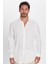 Slim Fit Uzun Kollu Dar Kesim Dökümlü Viskon Şık Erkek Beyaz Gömlek 3