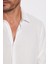 Slim Fit Uzun Kollu Dar Kesim Dökümlü Viskon Şık Erkek Beyaz Gömlek 4
