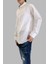 Beyaz Keten Slim Fit Uzun Kol Erkek Gömlek 1