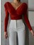 Sandy Vatkalı Bodysuit Drapeli - Kiremit 2