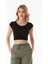 Basic Bisiklet Yaka Crop Tişört 1