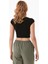 Basic Bisiklet Yaka Crop Tişört 3