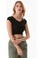 Basic Bisiklet Yaka Crop Tişört 5