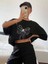 Kadın Baskılı Oversize T-Shirt - Siyah 1