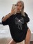 Kadın Baskılı Oversize T-Shirt - Siyah 2