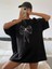 Kadın Baskılı Oversize T-Shirt - Siyah 4