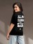 Kadın Baskılı Oversize T-Shirt - Siyah 4