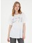 Bisiklet Yaka Beyaz Kadın T-Shirt SEANIY025 1