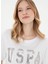 Bisiklet Yaka Beyaz Kadın T-Shirt SEANIY025 2