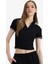 Fitted Polo Yaka Basic DÜZ Fitilli Kaşkorse Kısa Kollu Tişört E7906AX25SM 4