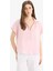 Comfort Fit Gömlek Yaka Basic Düz Kısa Kollu Bluz E5989AX25SP 3