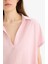 Comfort Fit Gömlek Yaka Basic Düz Kısa Kollu Bluz E5989AX25SP 5