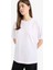 Oversize Geniş Kalıp Bisiklet Yaka Penye Basic Düz Kısa Kollu Beyaz Tişört C0099AX25SP 3