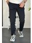 Erkek Beli Düğmeli Dar Paça Jogger Pantolon Lacivert EDW224 1