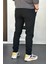 Erkek Beli Düğmeli Dar Paça Jogger Pantolon Siyah EDW224 3