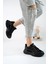 Günlük Kadın Spor Ayakkabı Bağcık Yüksek Kalın Taban Nefes Alan Oval Burun Rahat Hafif Sneaker 1001 3