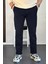 Erkek Pamuklu Chino Pantolon Standart Kalıp Lacivert EDW225 1