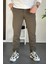 Erkek Beli Düğmeli Dar Paça Jogger Pantolon Yeşil EDW224 2