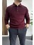 Erkek Düğmeli Polo Yaka Kazak Bordo EDW231 1