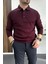 Erkek Düğmeli Polo Yaka Kazak Bordo EDW231 2