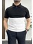 Erkek Renk Bloklu Polo Yaka Yarım Fermuarlı Tişört Siyah EDW234 1