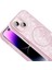 iPhone 15 Plus Kılıf Magsafe Şarj Özellikli Parlayan Simli Okso Kapak Pembe 3