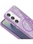 Galaxy S24 Fe Kılıf Magsafe Şarj Özellikli Parlayan Simli Okso Kapak Derin Mor 3