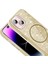 iPhone 15 Kılıf Magsafe Şarj Özellikli Parlayan Simli Okso Kapak Gold 3