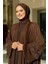 Taş Detaylı Şal ve Abaya Ikili Takım 70001 Kahverengi 4