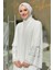 Taş Detaylı Şal ve Abaya Ikili Takım 70001 Ekru 4