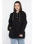 Kadın Çift Cepli Kapüşonlu Üç Iplik Şardonlu Sweatshirt 1
