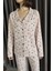 Kadın Boydan Düğmeli Baskılı Uzun Kol Pijama Takımı P-00015079 4