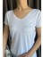 Ön Arka V Yaka Kadın T-Shirt 3