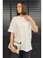 Kadın Bisiklet Yaka Oversize Basic Tişört 2