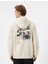 Kapşonlu Sweatshirt Arkası Baskılı Kanguru Cep Detaylı Şardonlu 4