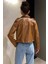Kadın Fermuarlı Crop Top Suni Deri Ceket 4